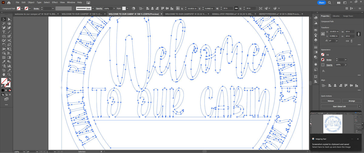 Cabin Welcome Sign vector paths in design software (photo 8)