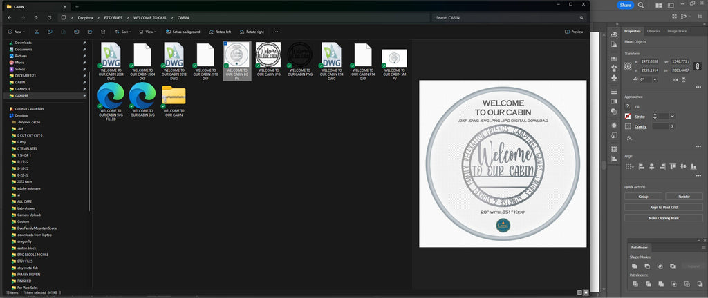 Cabin Welcome Sign vector paths in design software (photo 9)