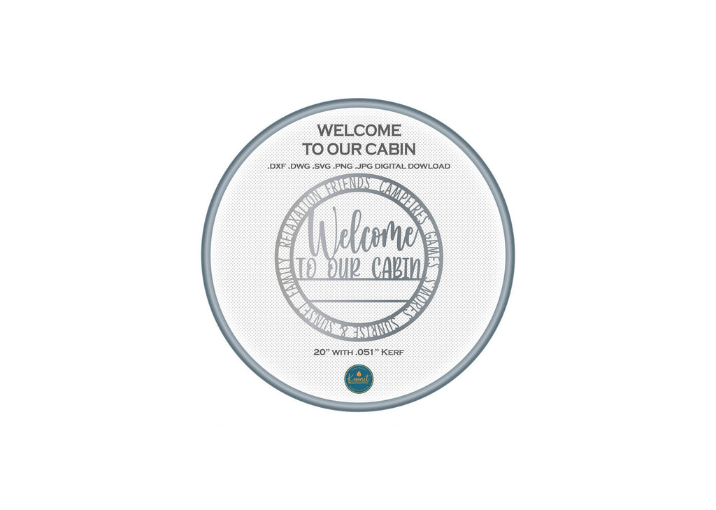 Cabin Welcome Sign DXF/SVG design preview with file details