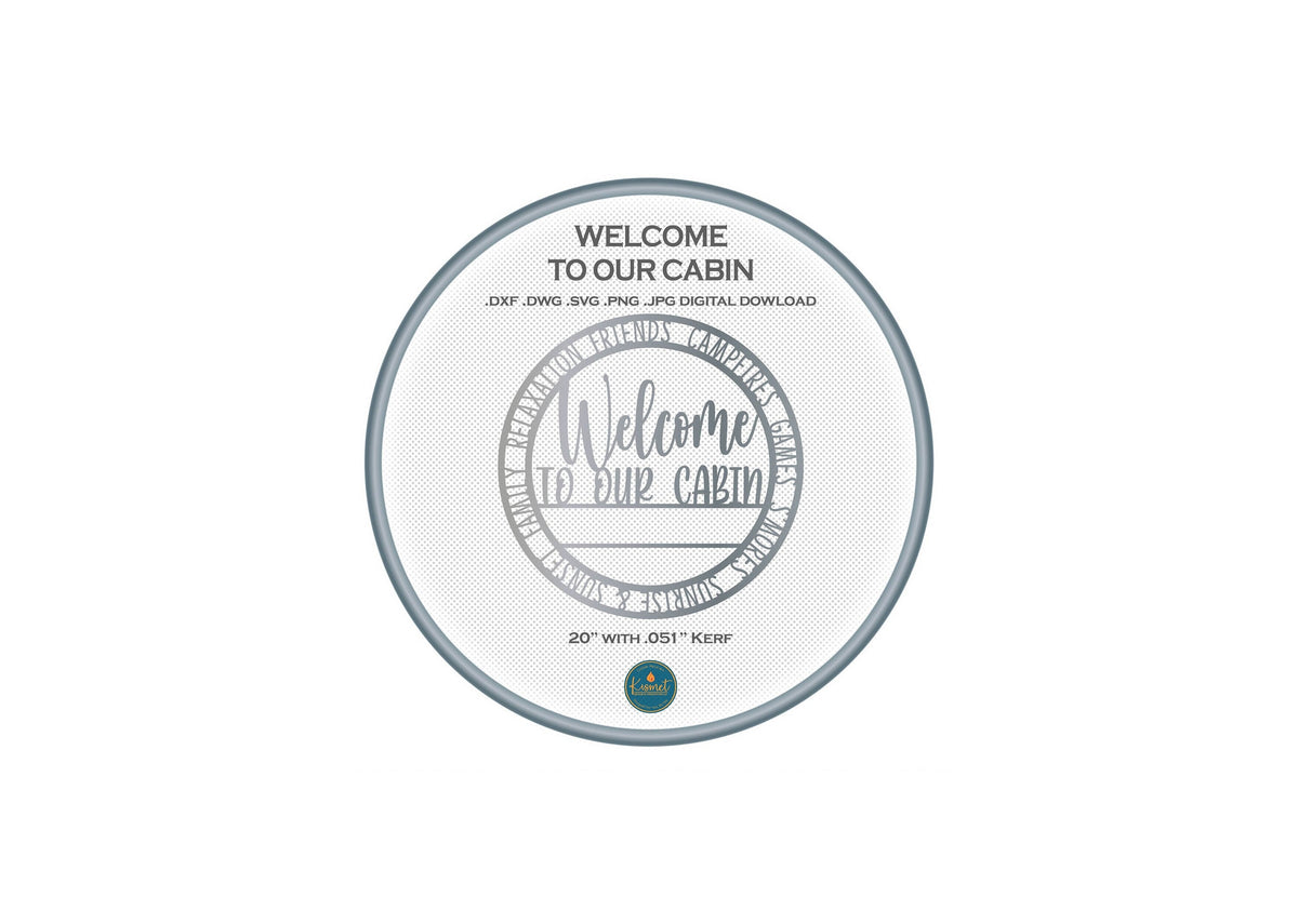 Cabin Welcome Sign DXF/SVG design preview with file details