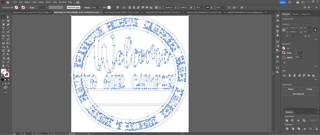 Welcome to Our Camper Sign vector paths in design software (photo 8)