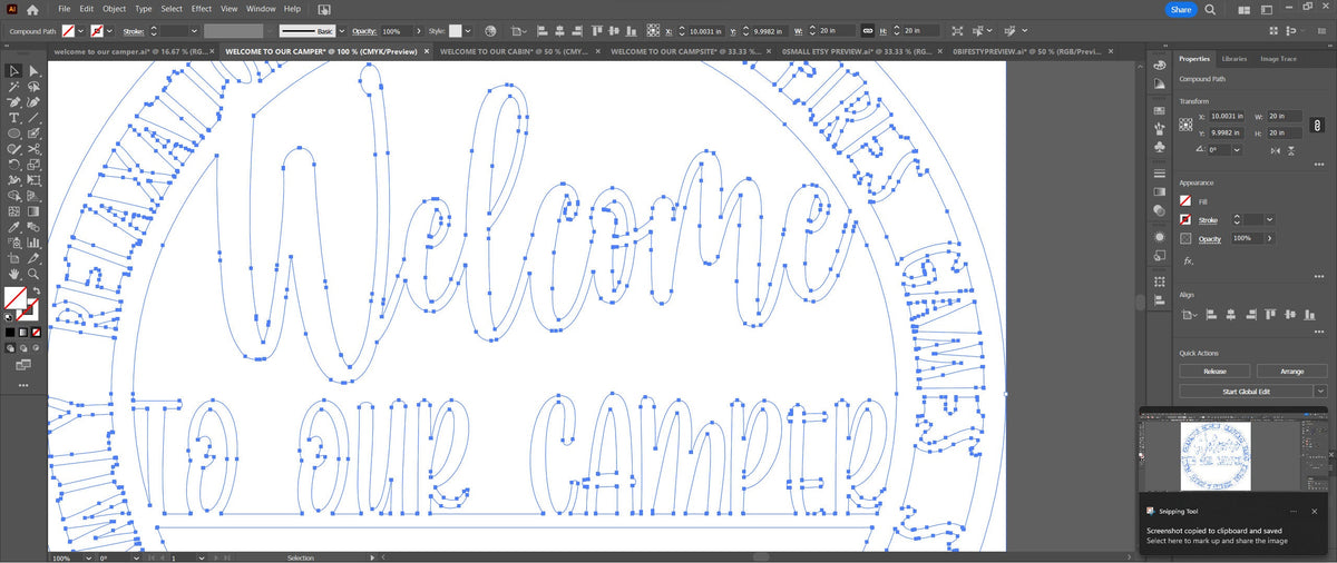 Welcome to Our Camper Sign vector paths in design software (photo 7)