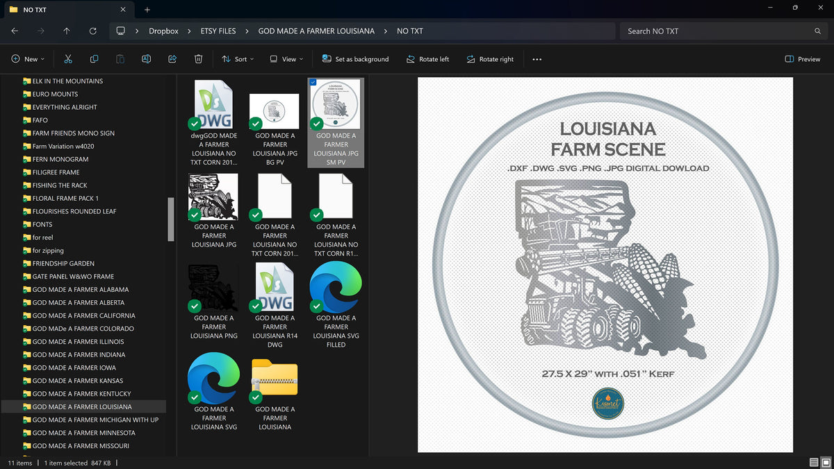 Louisiana Farm Scene Sign, No Lettering vector paths in design software (photo 8)