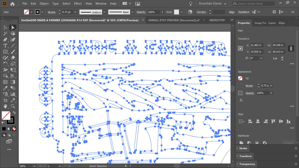 Louisiana So God Made a Farmer Sign vector paths in design software (photo 5)