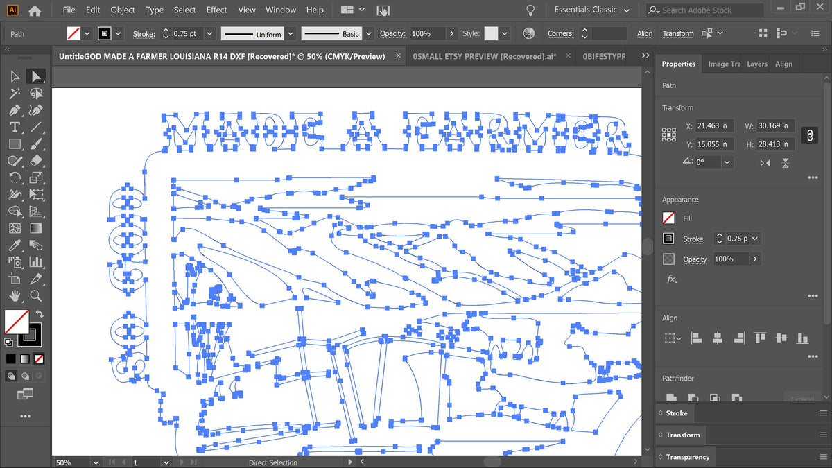Louisiana So God Made a Farmer Sign vector paths in design software (photo 5)