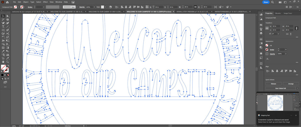 Campsite Cabin Camper Welcome Bundle vector paths in design software (photo 9)