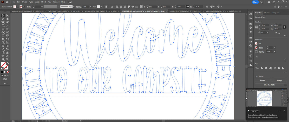 Campsite Cabin Camper Welcome Bundle vector paths in design software (photo 9)