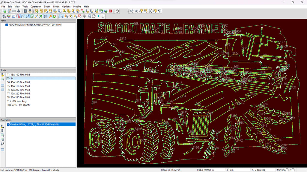 Kansas Wheat Rectangle So God Made a Farmer Sign vector paths in design software (photo 8)