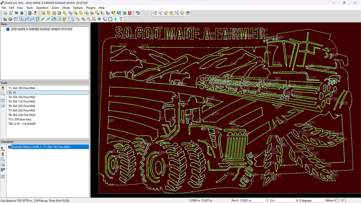 Kansas Wheat Rectangle So God Made a Farmer Sign vector paths in design software (photo 8)