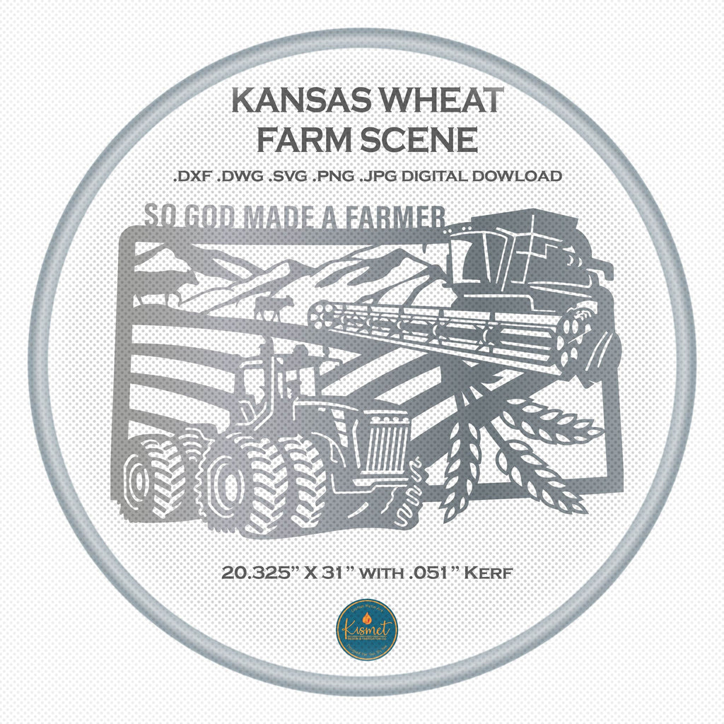 Kansas Wheat Rectangle So God Made a Farmer Sign DXF/SVG design preview with file details (photo 2)