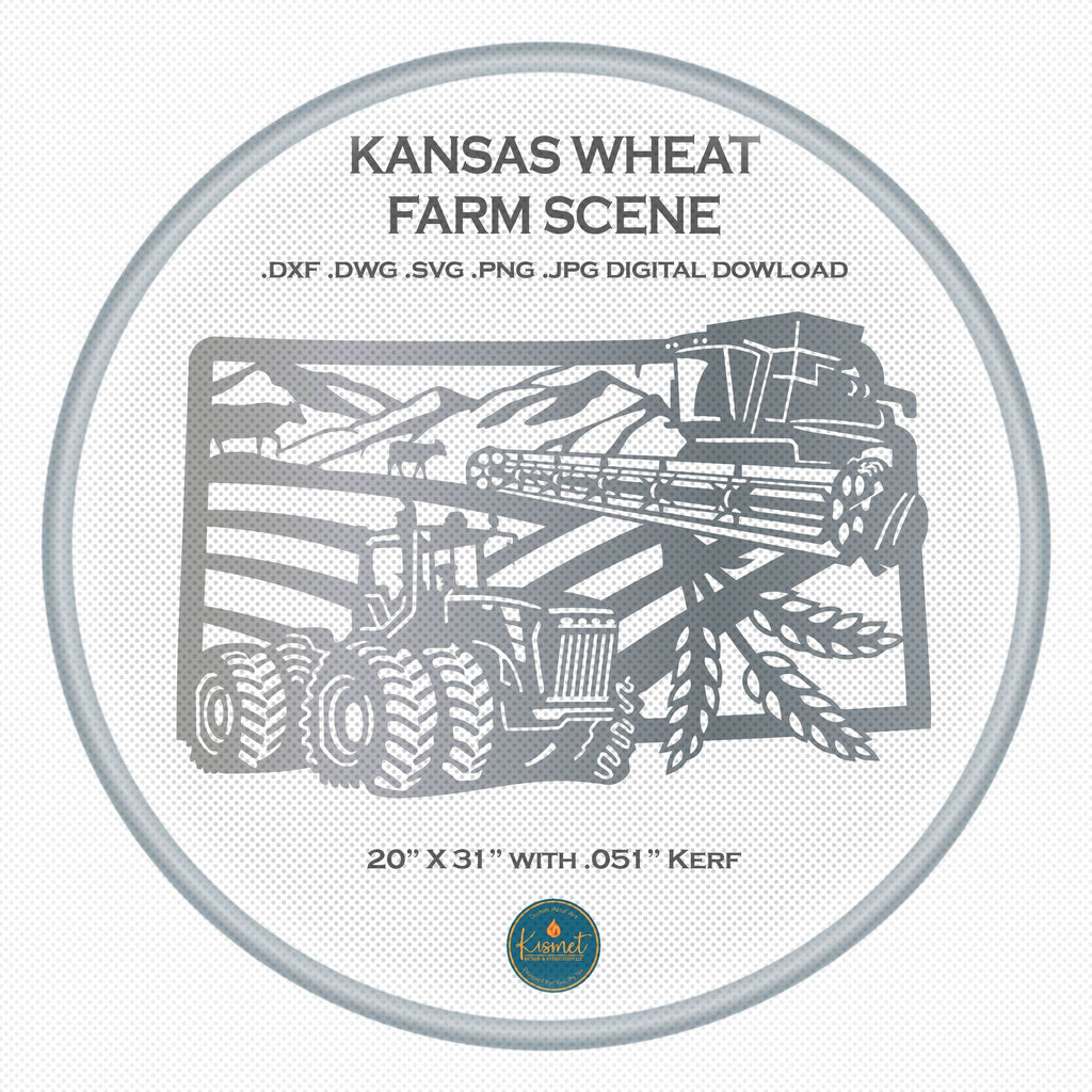Kansas Wheat Rectangle Farm Scene Sign, No Lettering DXF/SVG design preview with file details (photo 2)