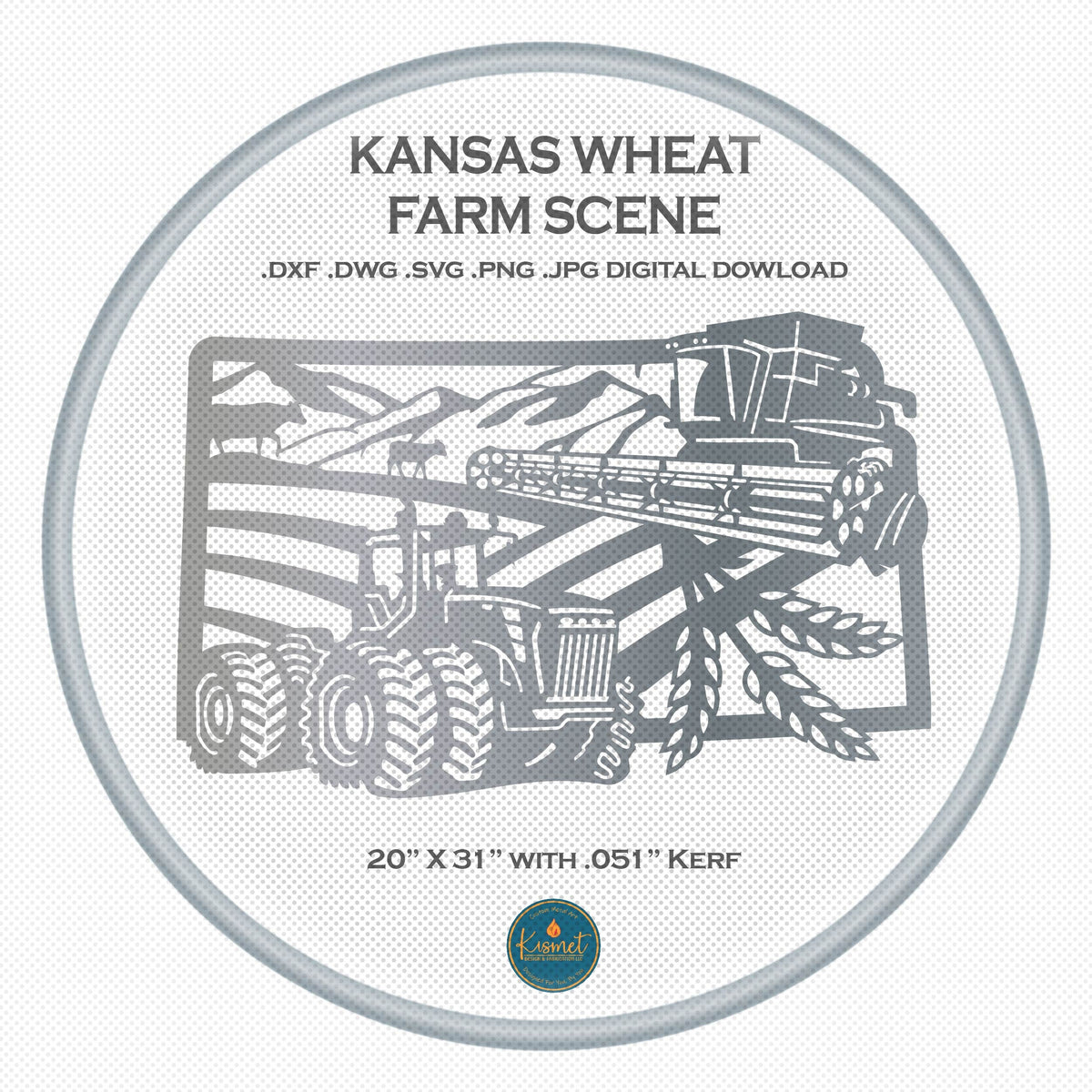 Kansas Wheat Rectangle Farm Scene Sign, No Lettering DXF/SVG design preview with file details (photo 2)