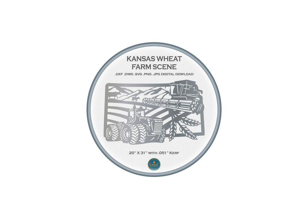 Kansas Wheat Rectangle Farm Scene Sign, No Lettering DXF/SVG design preview with file details