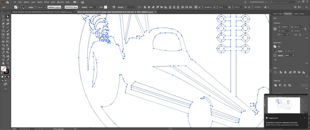 Dragster Racing Sign vector paths in design software (photo 7)