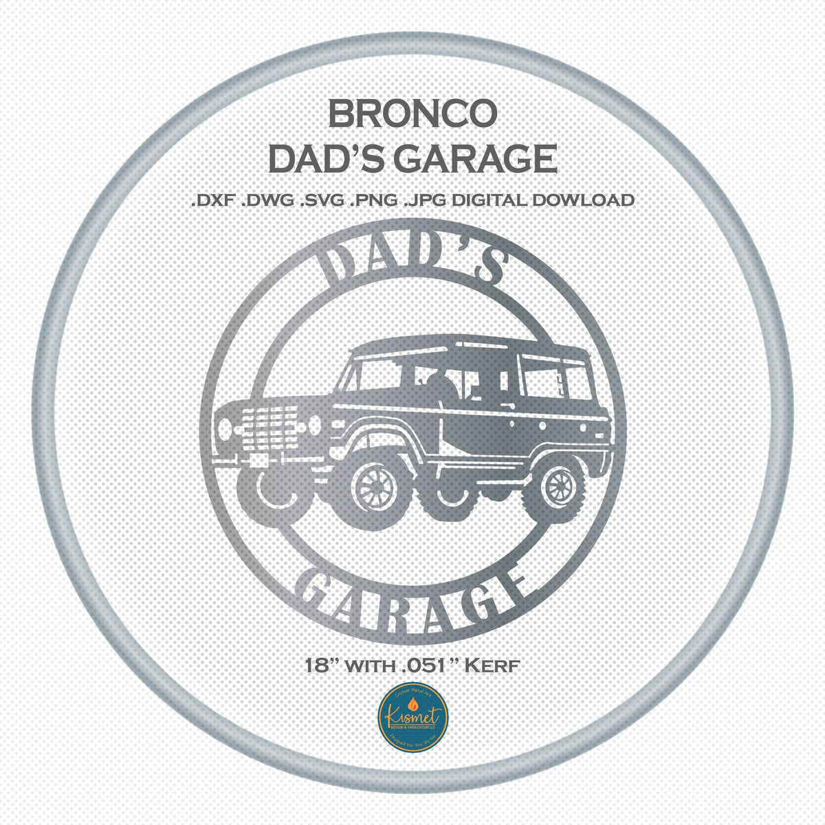 Dad's Garage Bronco Circle DXF/SVG design preview with file details (photo 2)