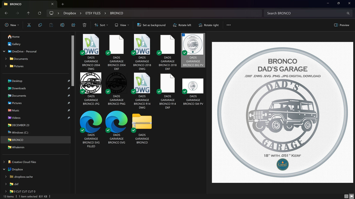 Dad's Garage Bronco Circle vector paths in design software