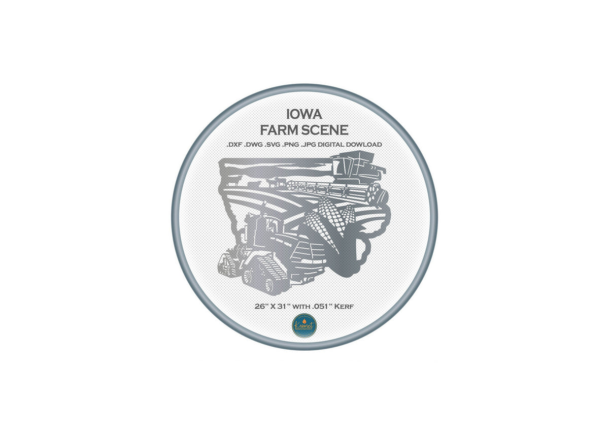 Iowa Tracked Tractor Farm Scene Sign, No Lettering DXF/SVG design preview with file details
