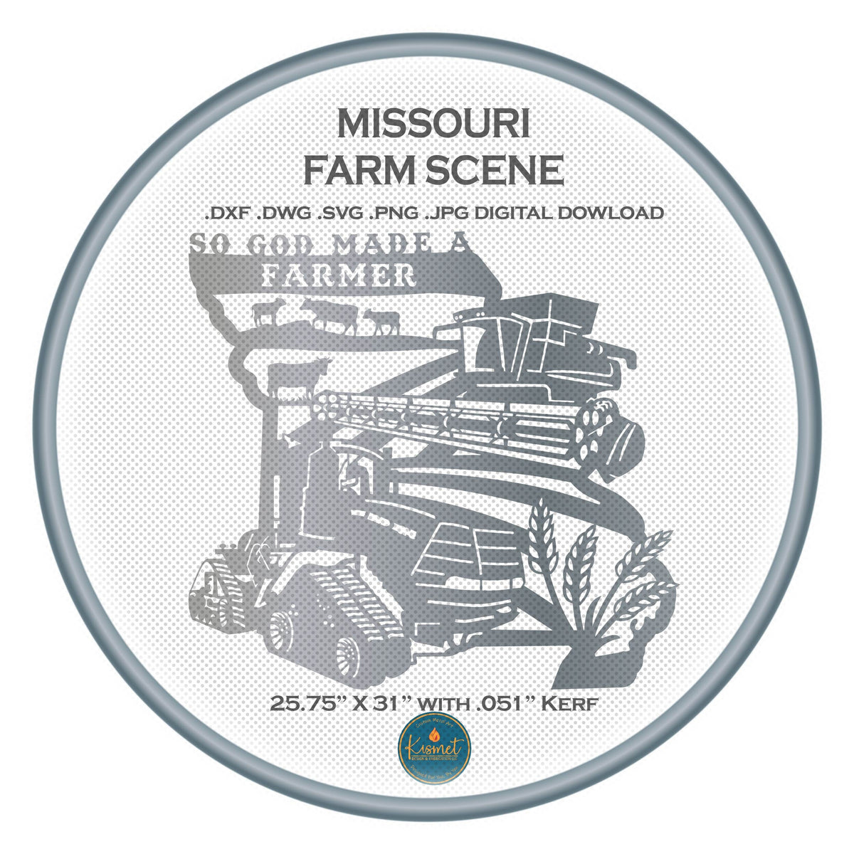 Missouri Tracked Tractor So God Made a Farmer Sign DXF/SVG design preview with file details (photo 2)