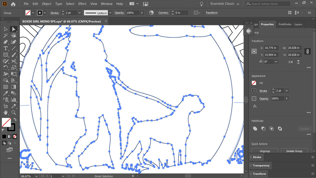 Boxer Girl Dog Monogram vector paths in design software (photo 7)