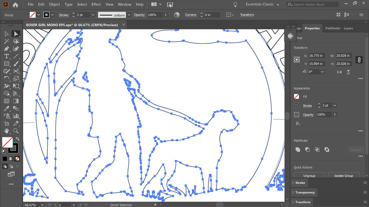 Boxer Girl Dog Monogram vector paths in design software (photo 7)