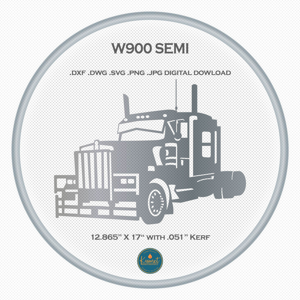 W900 Semi Truck Profile DXF/SVG design preview with file details (photo 2)