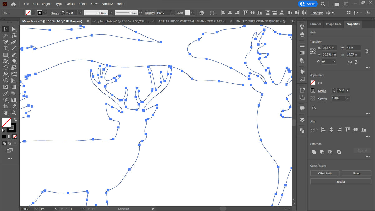 Whitetail Deer Antler Forest vector paths in design software (photo 8)