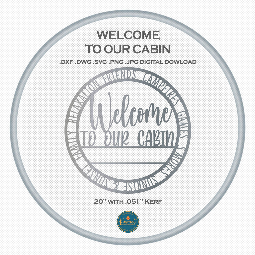 Cabin Welcome Sign DXF/SVG design preview with file details (photo 3)