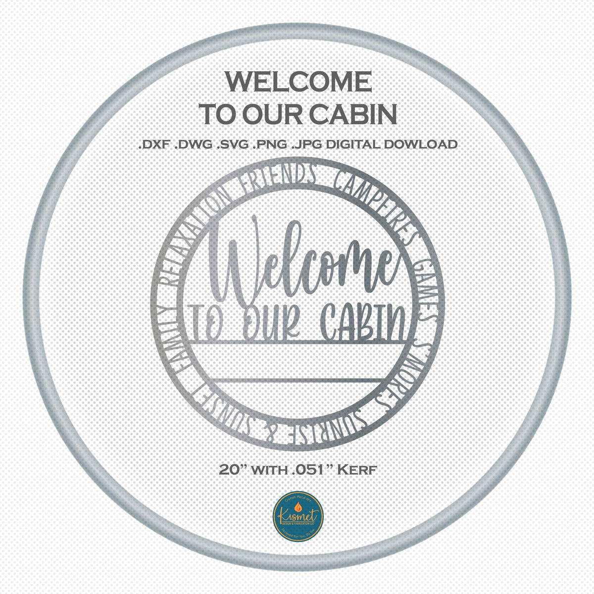 Cabin Welcome Sign DXF/SVG design preview with file details (photo 3)