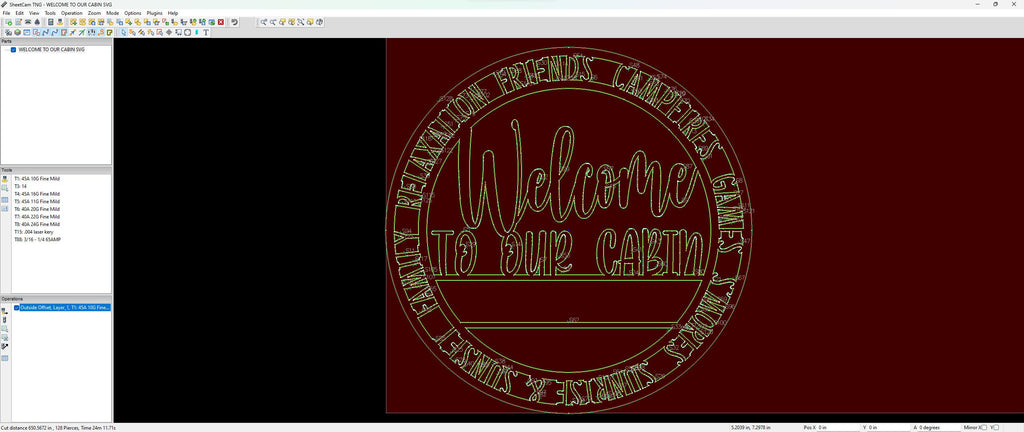 Cabin Welcome Sign vector paths in design software