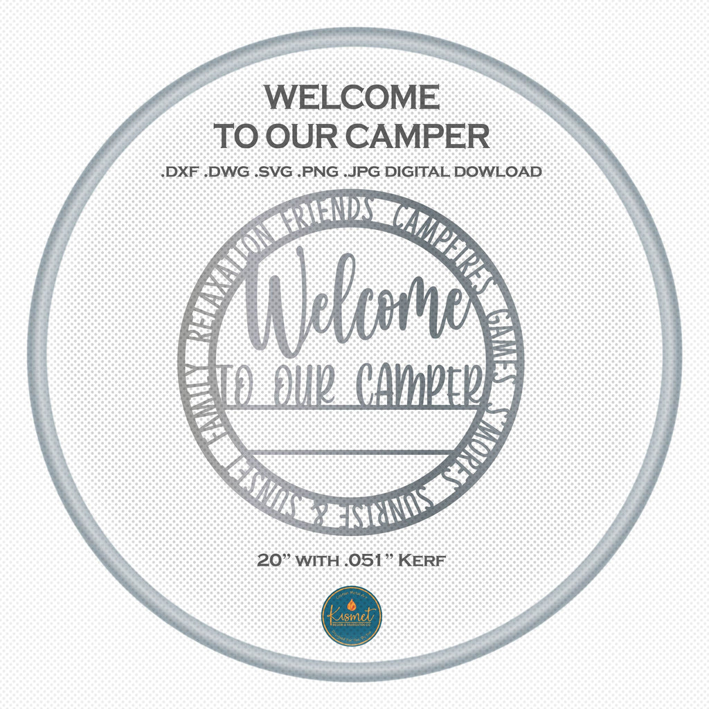 Welcome to Our Camper Sign DXF/SVG design preview with file details (photo 3)