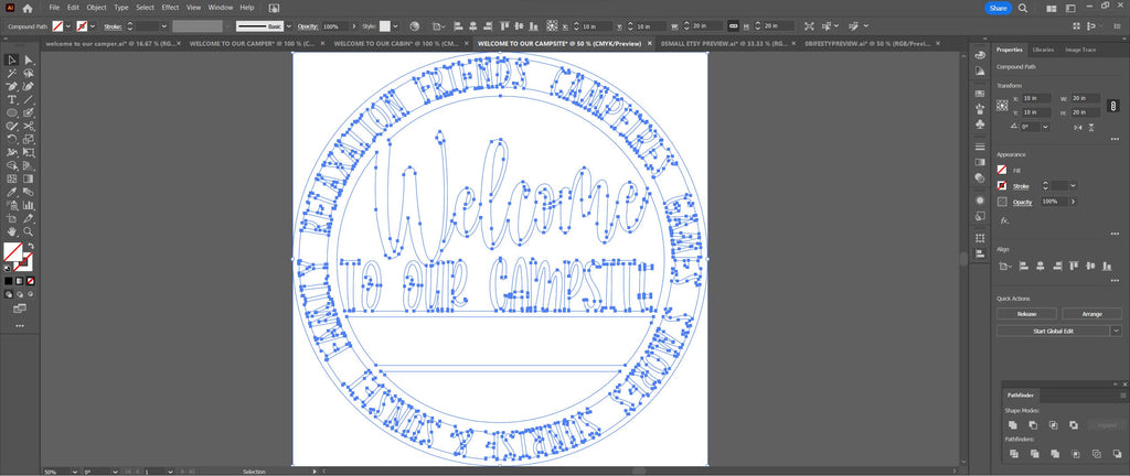 Welcome to Our Campsite Sign vector paths in design software (photo 10)