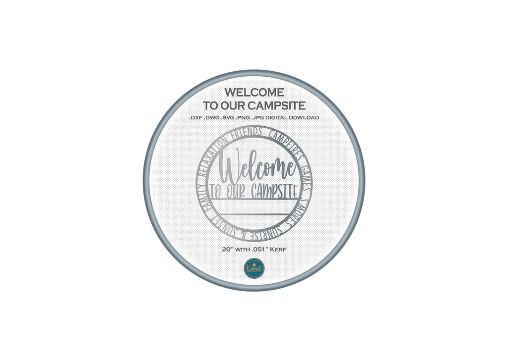 Welcome to Our Campsite Sign DXF/SVG design preview with file details