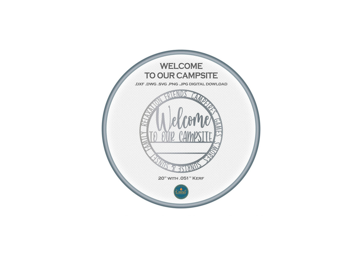 Welcome to Our Campsite Sign DXF/SVG design preview with file details