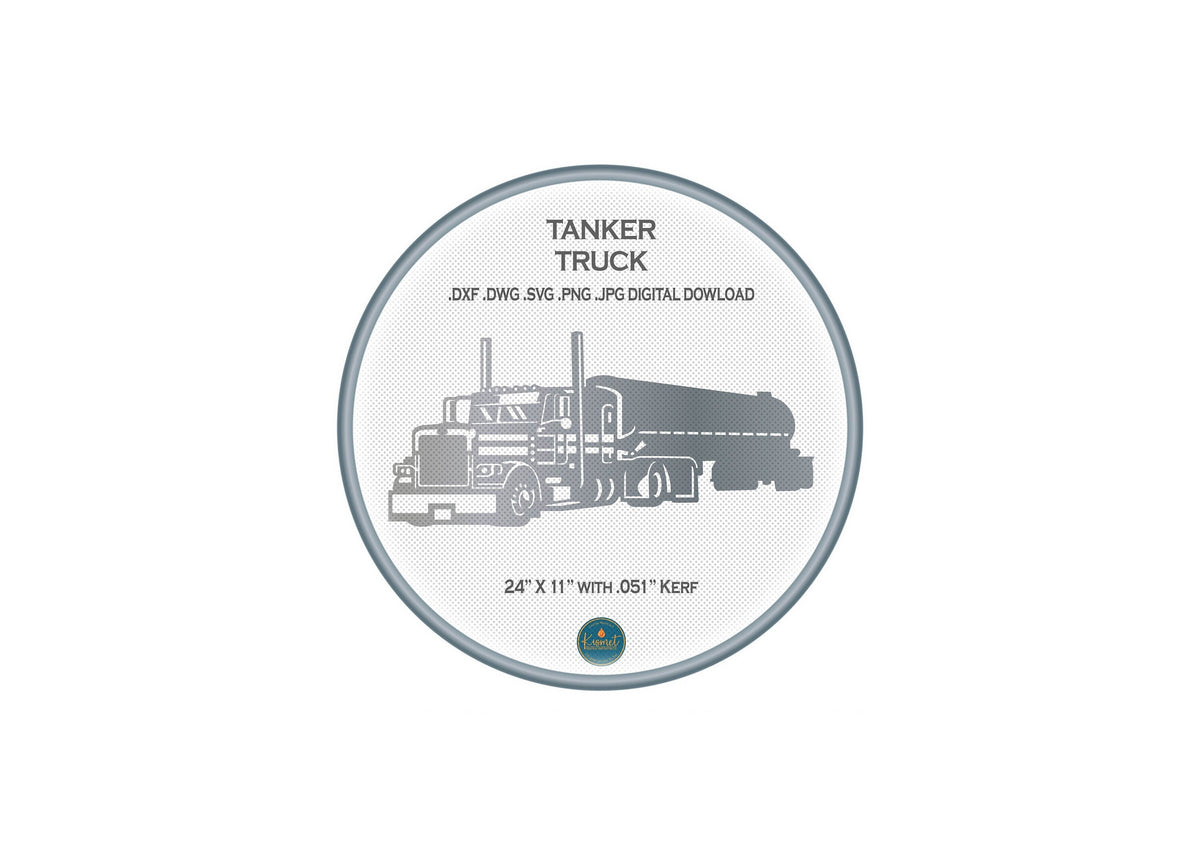 Tanker Semi Truck DXF/SVG design preview with file details