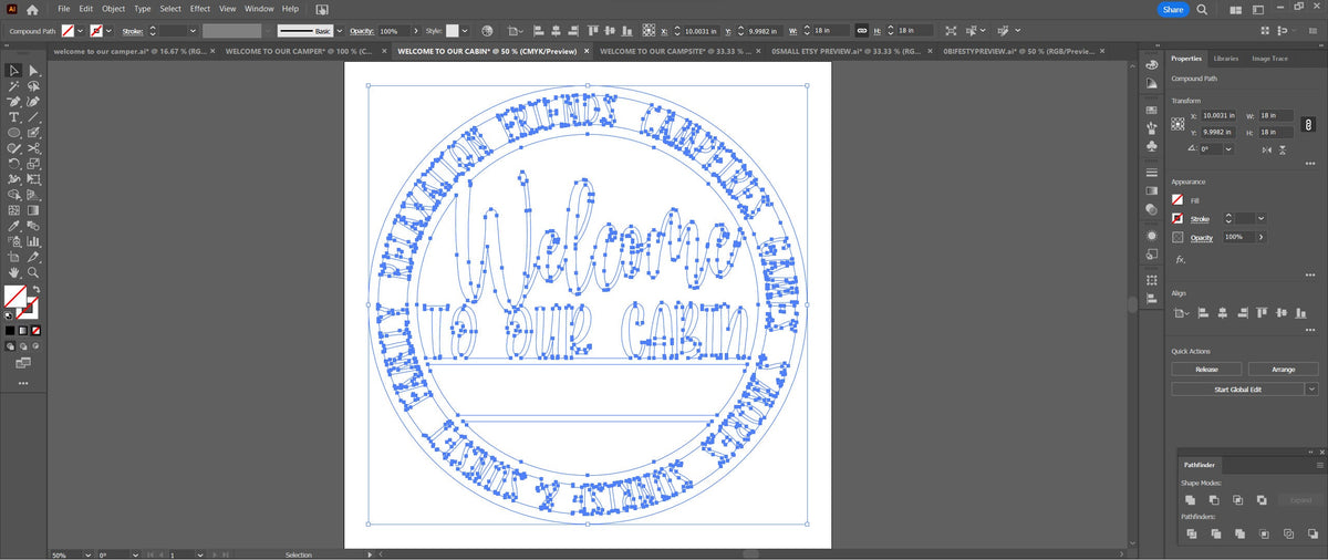 Campsite Cabin Camper Welcome Bundle vector paths in design software (photo 7)
