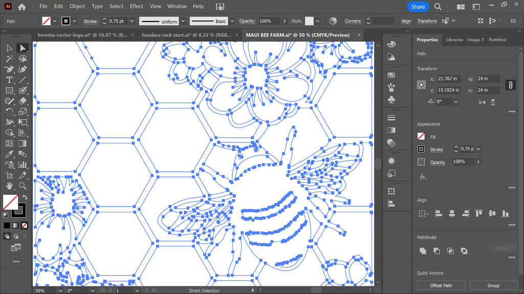 Personalized Bee Honeycomb Sign vector paths in design software (photo 7)
