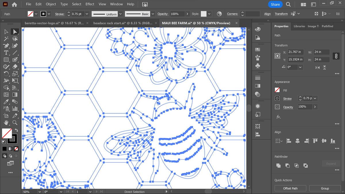Personalized Bee Honeycomb Sign vector paths in design software (photo 7)