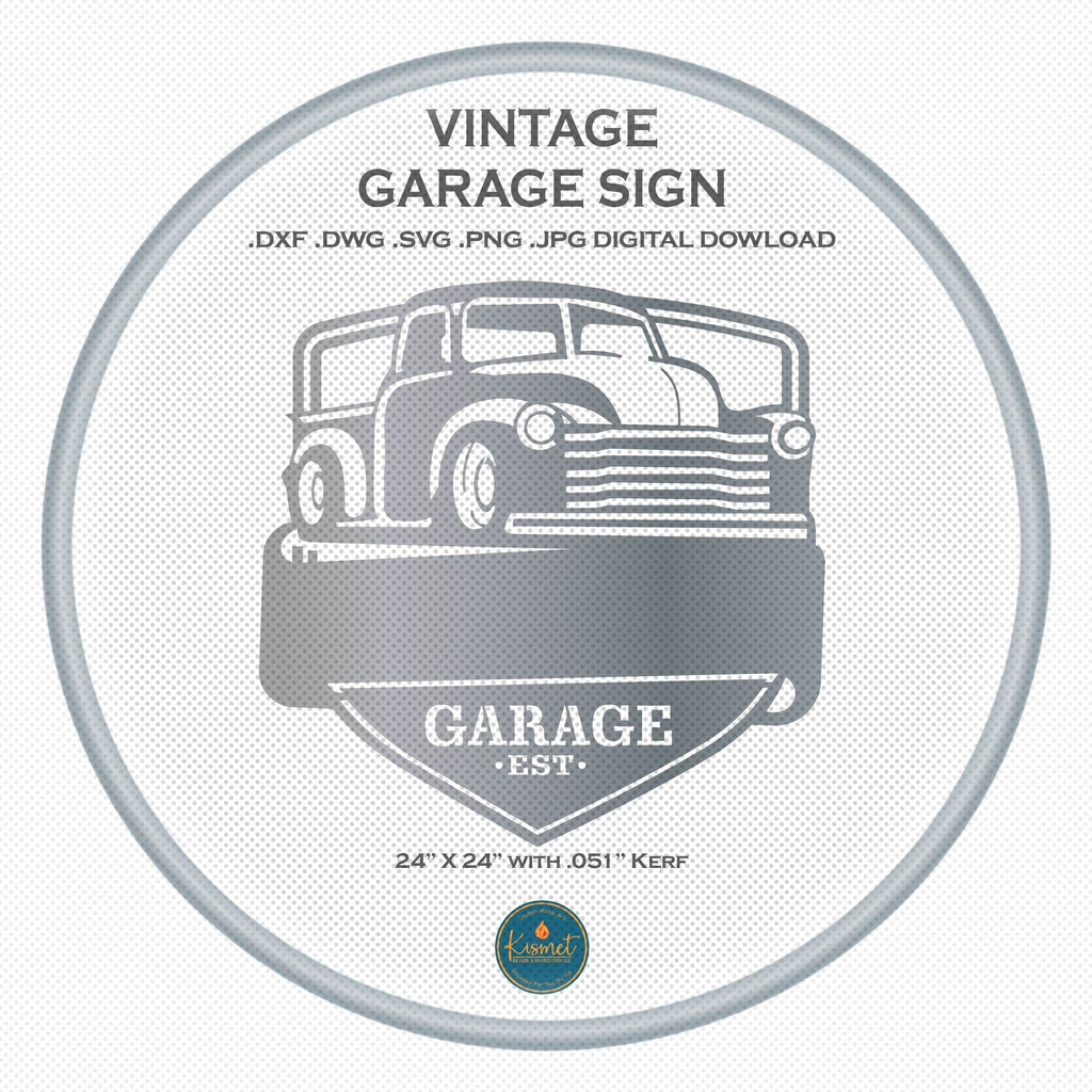 Vintage Truck Garage Sign DXF/SVG design preview with file details (photo 3)