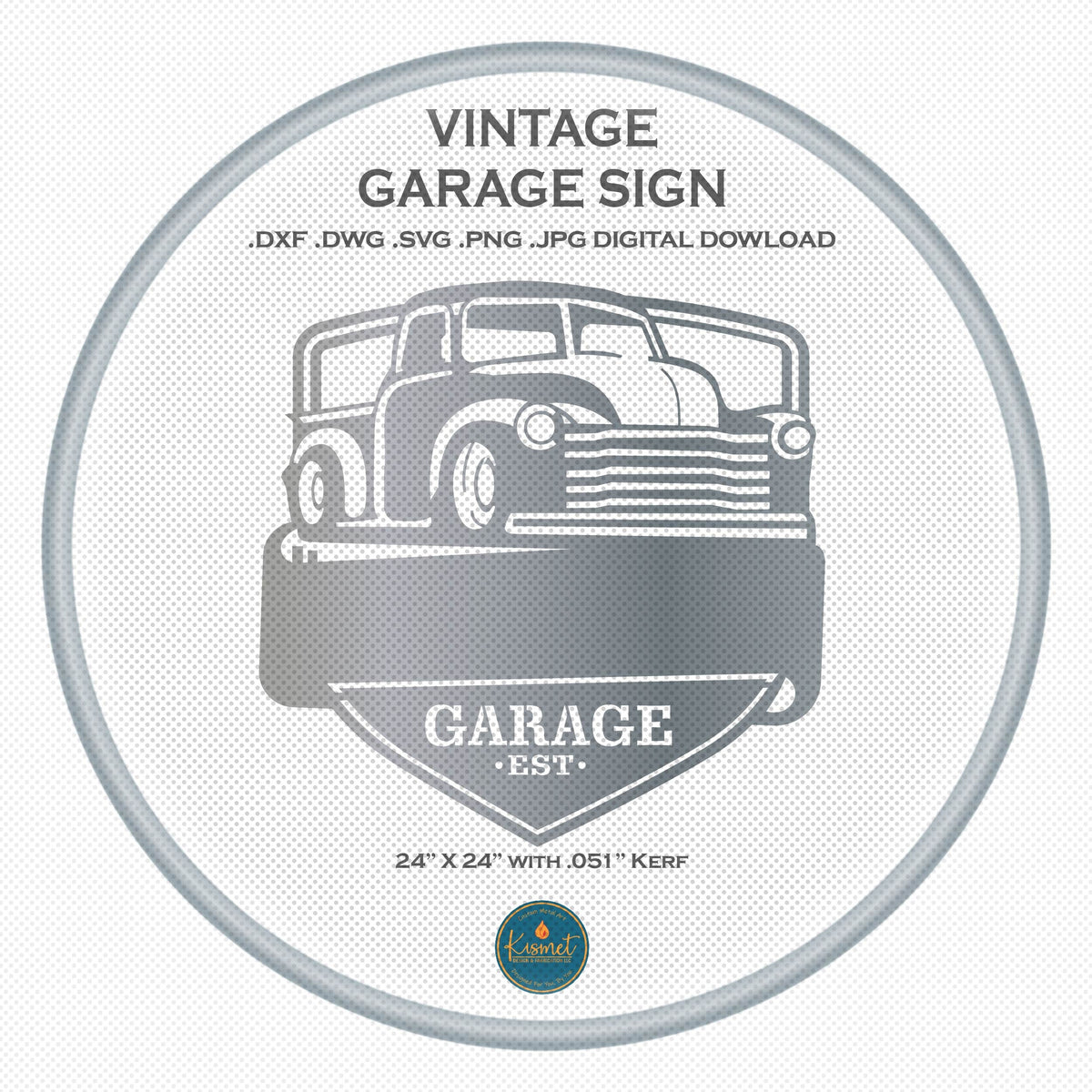 Vintage Truck Garage Sign DXF/SVG design preview with file details (photo 3)