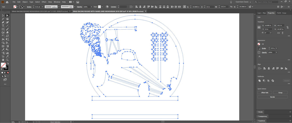 Dragster Racing Sign vector paths in design software (photo 5)