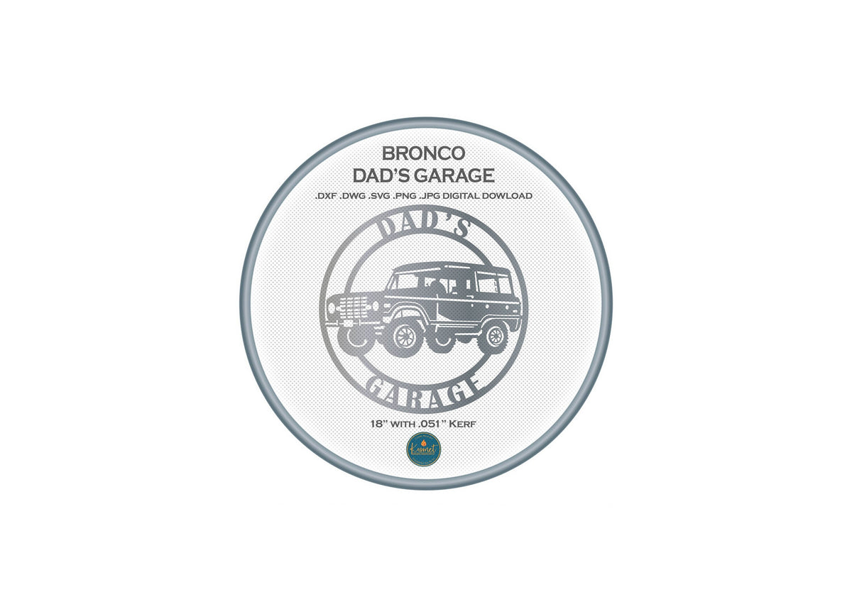 Dad's Garage Bronco Circle DXF/SVG design preview with file details