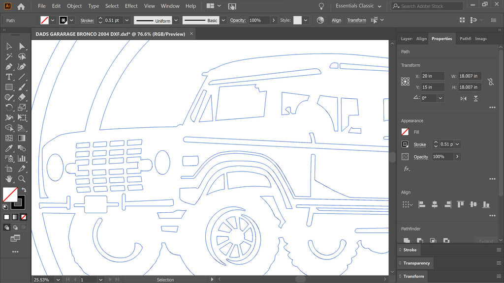 Dad's Garage Bronco Circle vector paths in design software (photo 4)