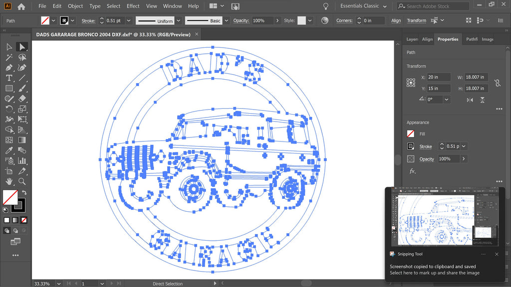 Dad's Garage Bronco Circle vector paths in design software (photo 5)