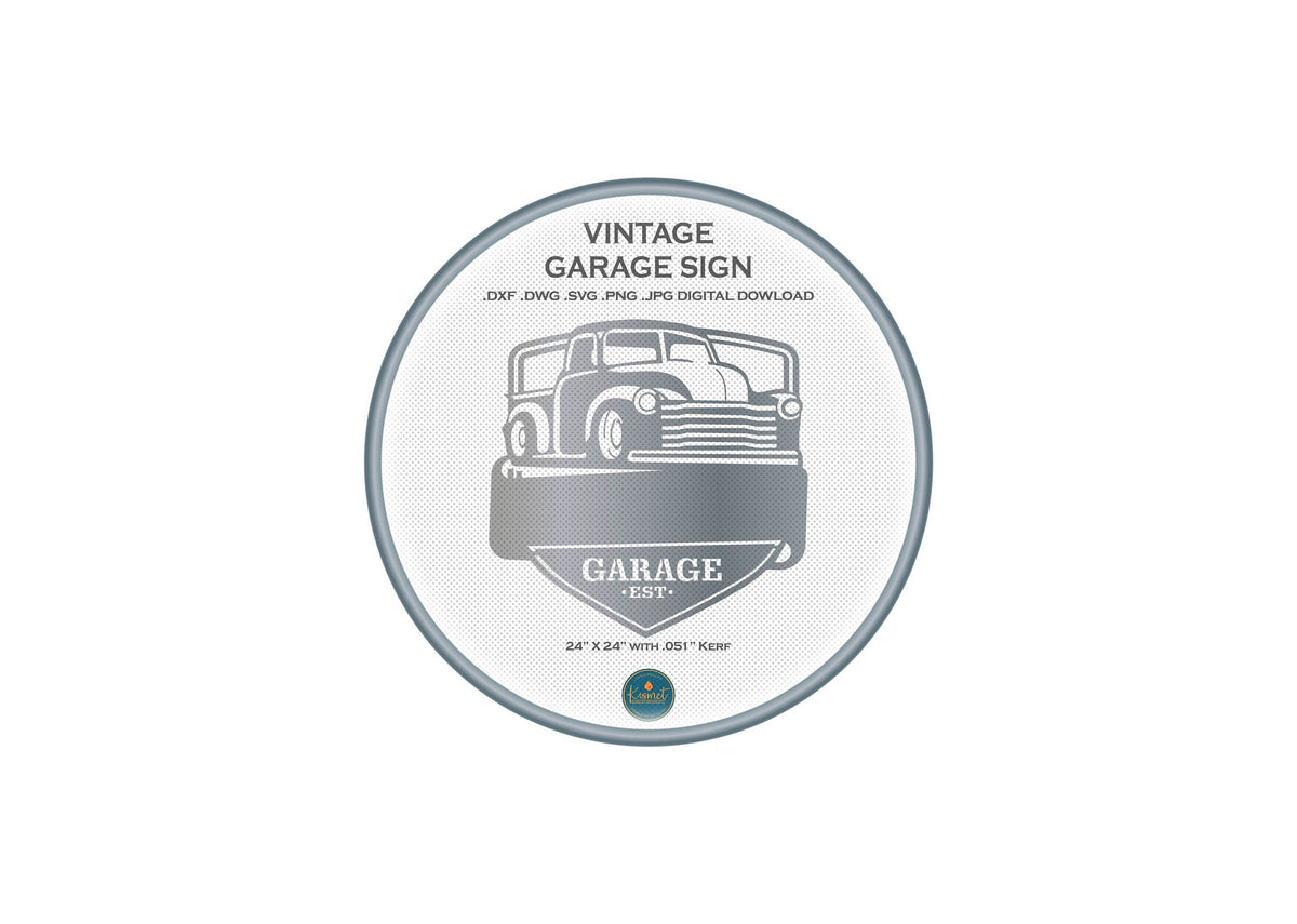 Vintage Truck Garage Sign DXF/SVG design preview with file details
