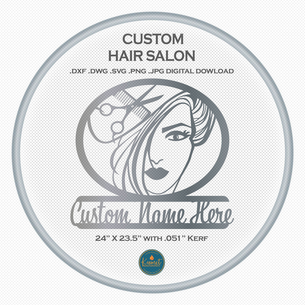 Custom Hair Salon Sign DXF/SVG design preview with file details