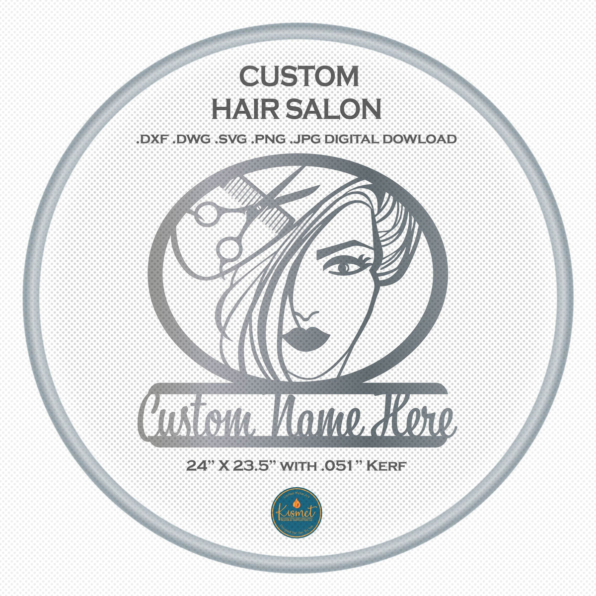 Custom Hair Salon Sign DXF/SVG design preview with file details