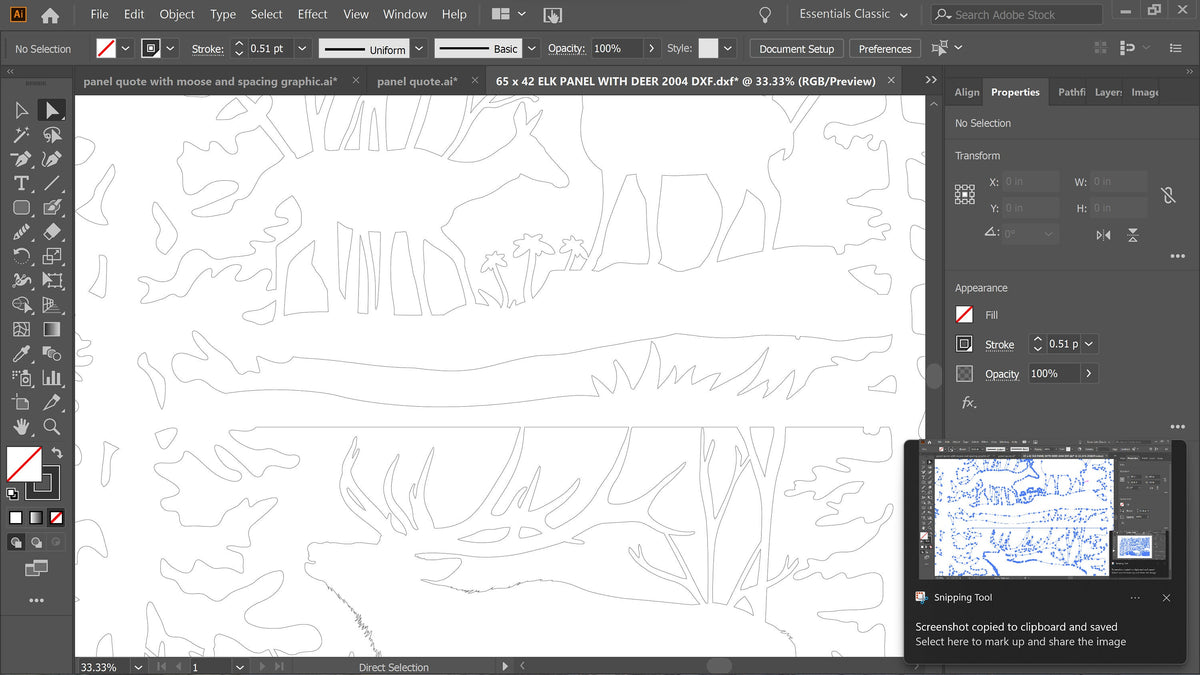 Elk Wildlife Railing Panel vector paths in design software (photo 5)