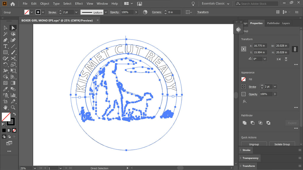 Boxer Girl Dog Monogram vector paths in design software (photo 6)