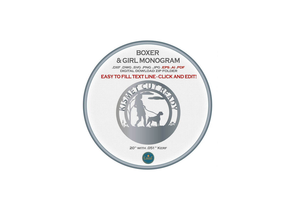 Boxer Girl Dog Monogram DXF/SVG design preview with file details (photo 3)