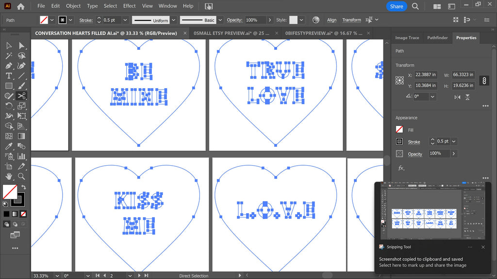 12 Candy Conversation Hearts Set vector paths in design software (photo 4)